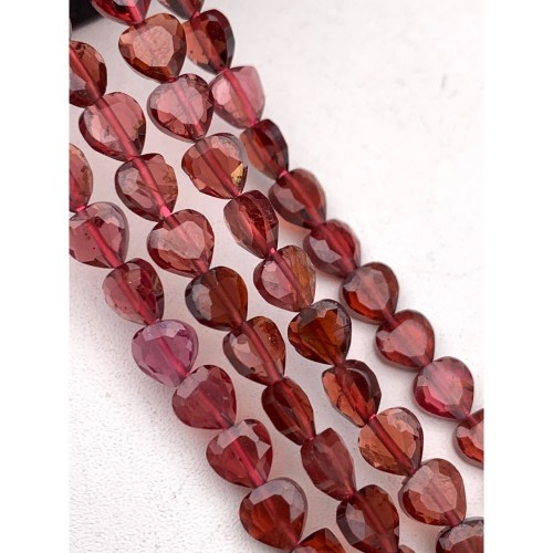 Каменные бусины, Гранат, люкс, сердечки, 5х2 мм, длина нити 19 см