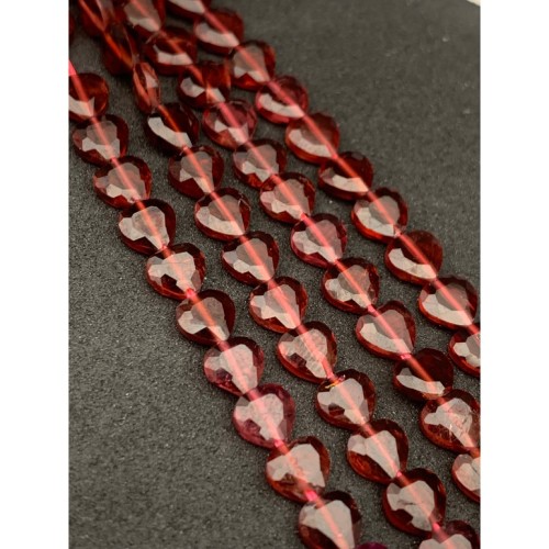 Каменные бусины, Гранат, люкс, сердечки, 5х2 мм, длина нити 19 см
