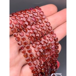 Каменные бусины, Гранат, люкс, сердечки, 5х2 мм, длина нити 38 см