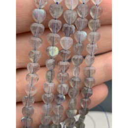 Каменные бусины, Лабрадор, люкс, сердечки, 5х2 мм, длина нити 19 см