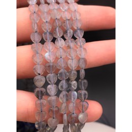 Каменные бусины, Лабрадор, люкс, сердечки, 5х2 мм, длина нити 38 см