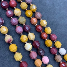 Каменные бусины, Яшма мукаит, ювелирная огранка, 10х9 мм, длина нити 37 см