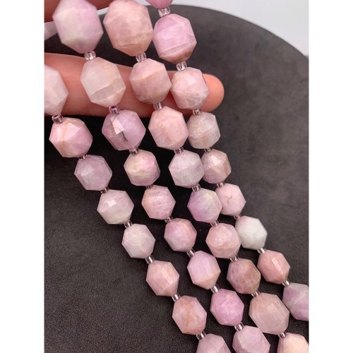 Каменные бусины, Кунцит, ювелирная огранка, 12х10 мм, длина нити 19 см
