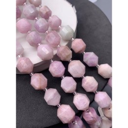 Каменные бусины, Кунцит, ювелирная огранка, 12х10 мм, длина нити 19 см