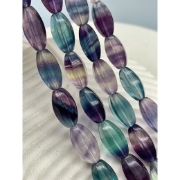Каменные бусины, Флюорит полихромный, люкс, удлиненные граненые бусины, 16,5х9 мм, длина нити 19 см