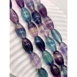 Каменные бусины, Флюорит полихромный, люкс, удлиненные граненые бусины, 16,5х9 мм, длина нити 19 см