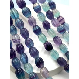Каменные бусины, Флюорит полихромный, люкс, граненые бусины, 10х7,5 мм, длина нити 19 см