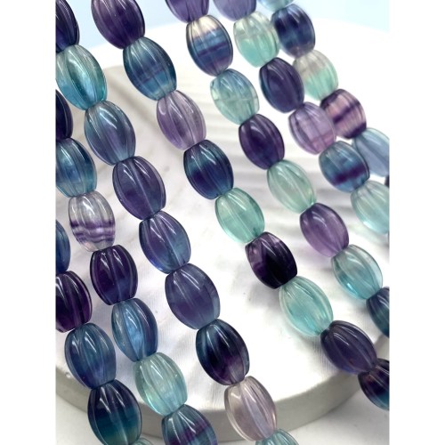 Каменные бусины, Флюорит полихромный, люкс, граненые бусины, 10х7,5 мм, длина нити 38 см