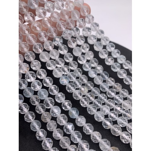 Каменные бусины, Топаз, шарик, огранка, 7 мм, длина нити 38 см