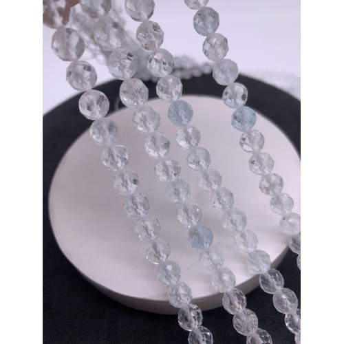 Каменные бусины, Топаз, шарик, огранка, 7 мм, длина нити 38 см