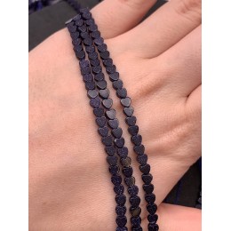 Каменные бусины, Авантюриновое стекло, цвет синий, имитация, сердечки, размер 4х2 мм, длина нити 38 см