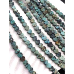 Каменные бусины, Африканская бирюза, сердечки, размер 4х2 мм, длина нити 38 см