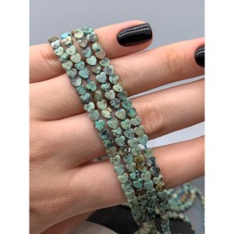 Каменные бусины, Африканская бирюза, сердечки, размер 4х2 мм, длина нити 38 см