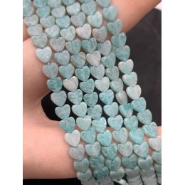 Каменные бусины, Амазонит, сердечки, размер 6х2 мм, длина нити 38 см