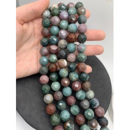 Каменные бусины, Яшма, зелёная, индийская, шарик огранка, 13,7 мм, длина нити 38 см