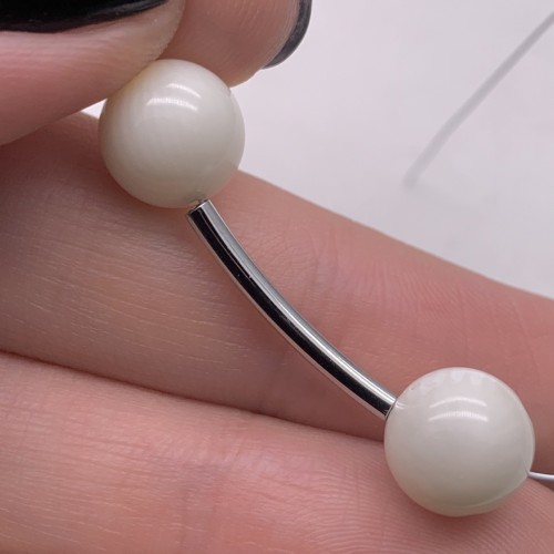 Разделитель, трубочка, латунь, цвет серебро/родий, размер 20х2 мм