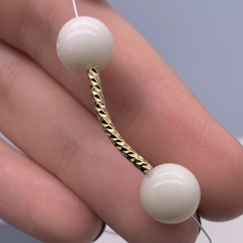 Разделитель, трубочка, рифленная, латунь, цвет золото, размер 20х2 мм