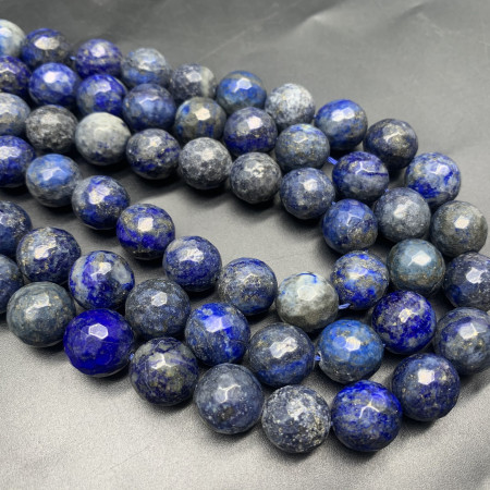 Каменные бусины, Лазурит, качество В, шарик огранка, 12 мм, длина нити 38 см