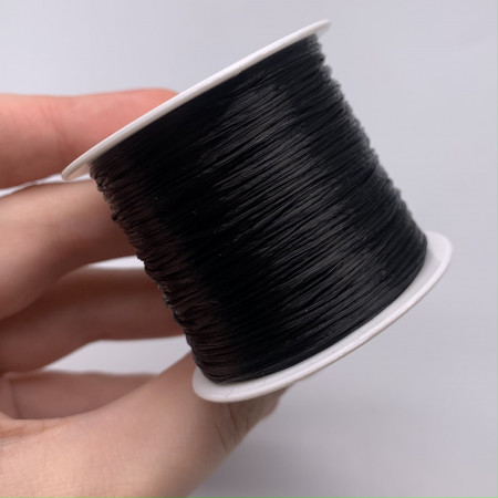 Леска-резинка, многожильная, чёрная, для плетения браслетов, толщина 0,8 мм, 50 м/катушка, цена за 1 шт