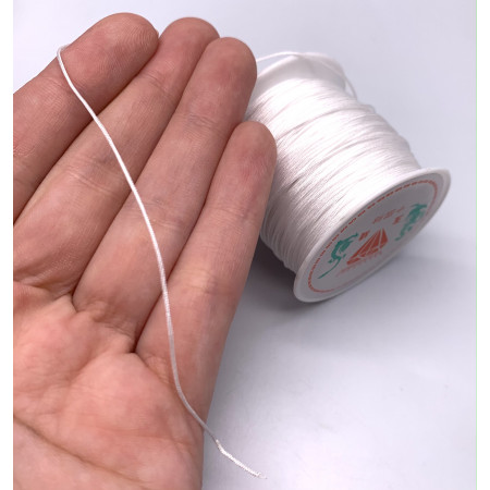 Шнур для плетения браслетов, белый, толщина 0,8 мм, 50 м/катушка, цена за 1 шт