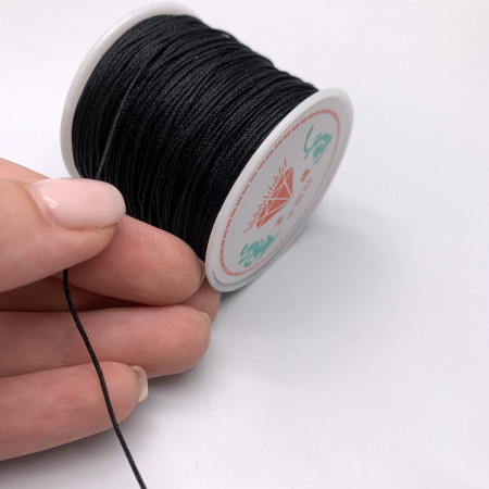 Шнур для плетения браслетов, чёрный, толщина 0,8 мм, 50 м/катушка, цена за 1 шт арт. 17218