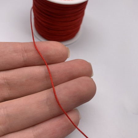 Шнур для плетения браслетов, красный, толщина 0,8 мм, 50 м/катушка, цена за 1 шт