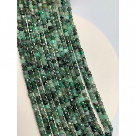 Каменные бусины, Зелёный берилл, Изумруд, рондель огранка, 2х3 мм, длина нити 38 см