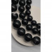 Каменные бусины, Агат, чёрный, тонированный, с полосками, шарик гладкий, 20 мм, длина нити 38 см арт. 17698