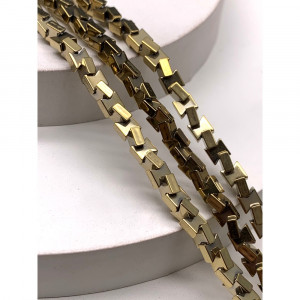 Каменные бусины, Гематит синтетический, бант, цвет золото, размер 4 мм, длина нити 38 см