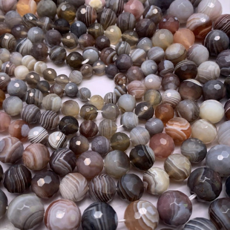 Каменные бусины, Агат, Ботсвана, шарик, огранка, 8 мм, длина нити 38 см