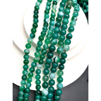 Каменные бусины, Агат, тонированный, светло-зеленый, шарик гладкий, 8 мм, длина нити 38 см