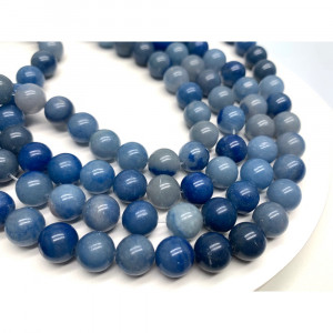 Каменные бусины, Авантюрин натуральный, голубой, шарик гладкий, 10 мм, длина нити 38 см