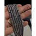 Каменные бусины, Вулканическая лава, тонированная, цвет темное серебро, трубочки (столбики), размер 13х4 мм, длина нити 38 см арт. 18404