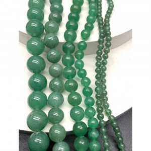 Каменные бусины, Авантюрин натуральный, зеленый, шарик гладкий, 6 мм, длина нити 38 см