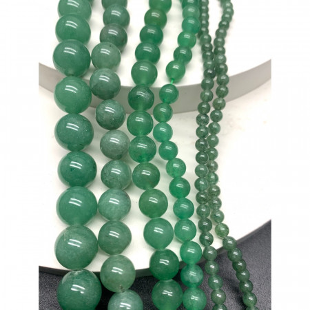 Каменные бусины, Авантюрин натуральный, зеленый, шарик гладкий, 8 мм, длина нити 38 см