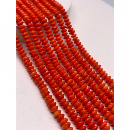 Каменные бусины, Коралл, оранжевый, тонированный, диск, 5х3 мм, длина нити 38 см арт. 18577