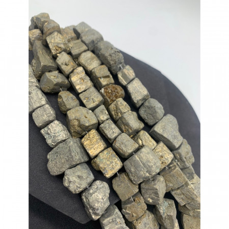 Каменные бусины, Пирит, не обработанный, фриформы, 10-14 мм, длина нити 38 см