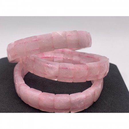 Браслет, Розовый кварц, размер пластины 12х9 мм, 21 пластина