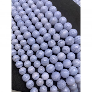 Каменные бусины, Сапфирин, Голубой Агат, ЛЮКС, шарик гладкий, 8 мм, длина нити 38 см
