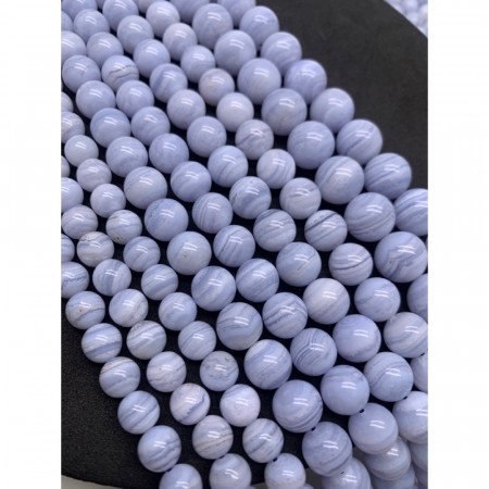 Каменные бусины, Сапфирин, Голубой Агат, ЛЮКС, шарик гладкий, 10 мм, длина нити 19 см арт. 17202