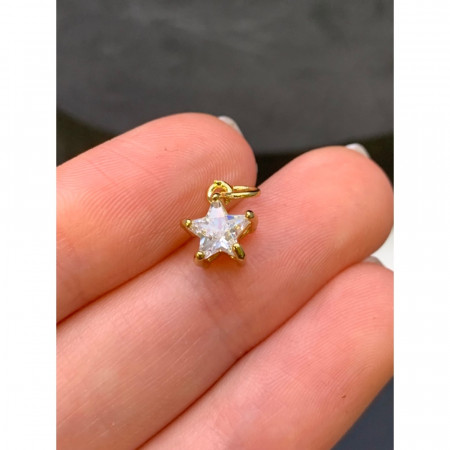 Подвеска, звезда, с кристаллом, латунь, цвет золото, размер 8 мм 