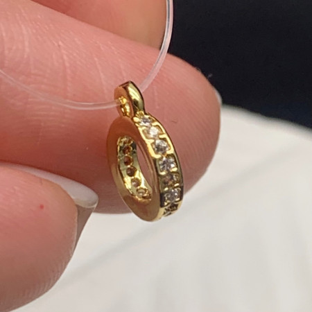 Бейл, со стразами(цирконами), латунь, цвет золото, размер 7,5х1,5 мм