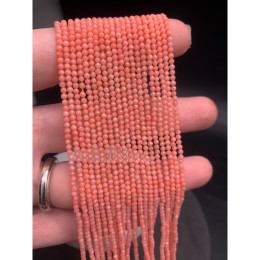 Каменные бусины, Коралл, оранжевый, тонированный, шарик огранка, 2 мм, нить 38 см