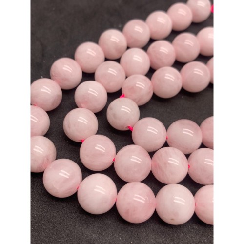 Каменные бусины, Розовый Кварц, Мадагаскарский, 12 мм, шарик гладкий, длина нити 19 см