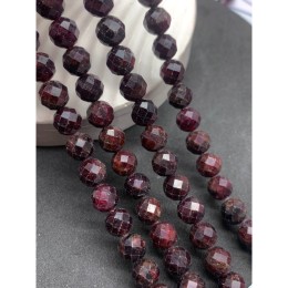 Каменные бусины, Гранат, шарик огранка, 8 мм, длина нити 38 см