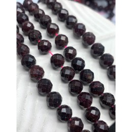 Каменные бусины, Гранат, шарик огранка, 8 мм, длина нити 38 см