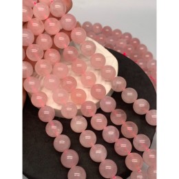 Каменные бусины, Розовый кварц, шарик гладкий, 14 мм, длина нити 38 см