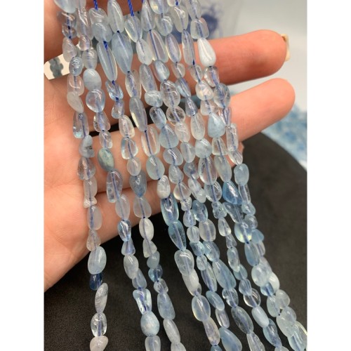 Каменные бусины, Аквамарин, голубой берилл, фриформы, 6х4 мм, длина нити 38 см