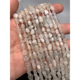 Каменные бусины, Лунный камень,  Беломорит, фриформы, 6х4 мм, длина нити 38 см