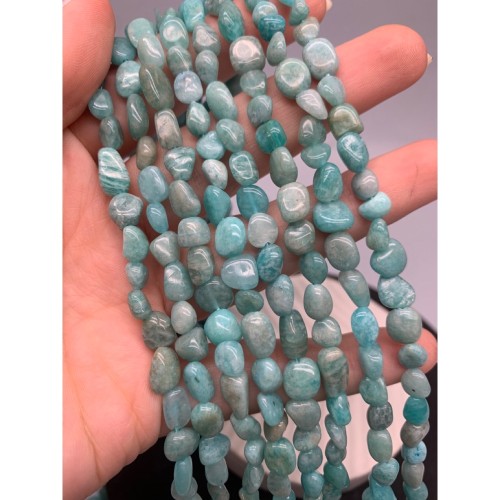 Каменные бусины, Амазонит, фриформы, 8х6 мм, длина нити 38 см